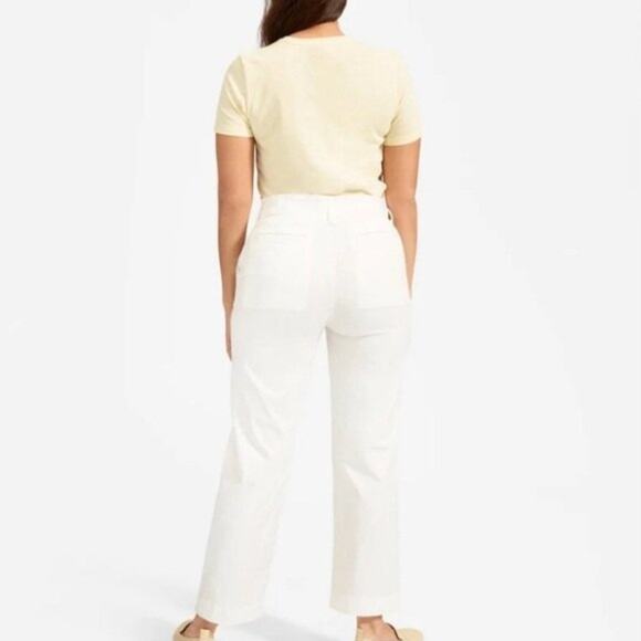 Everlane Chino Pants Women 12 Bone Lightweight Relaxed Straight Leg Button Fly - Picture 3 of 13